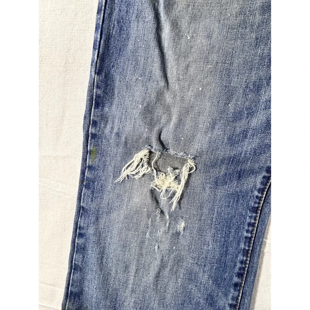 Aeropostale Mens Distressed Straight Leg Jeans‎ Blue Medium Wash Denim 33x27